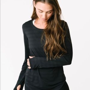 ZYIA Black Subtle Stripe Long Sleeve T
